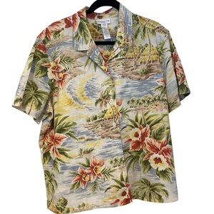 JONES NEW YORK SPORT 2X LINEN SHORT SLEEVE BUTTON FRONT BLOUSE EX. COND.